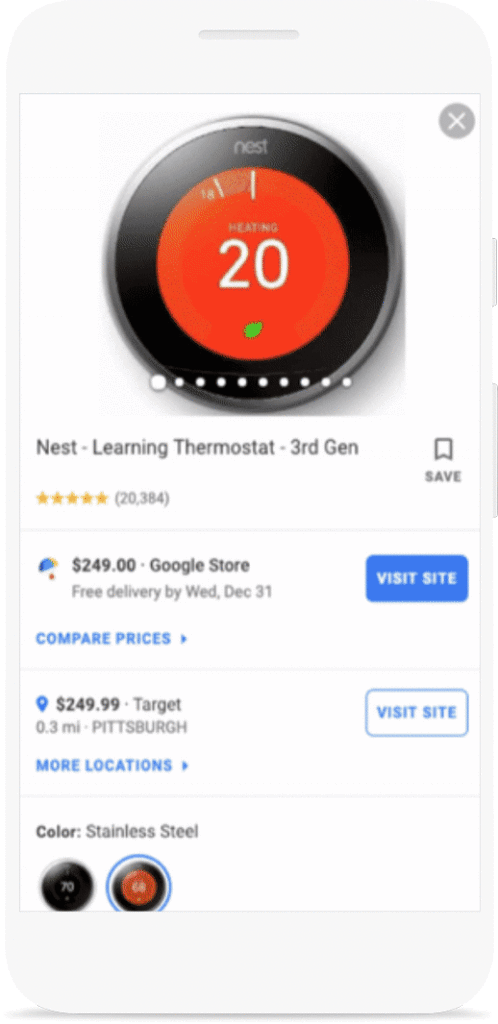 google shopping rich content example