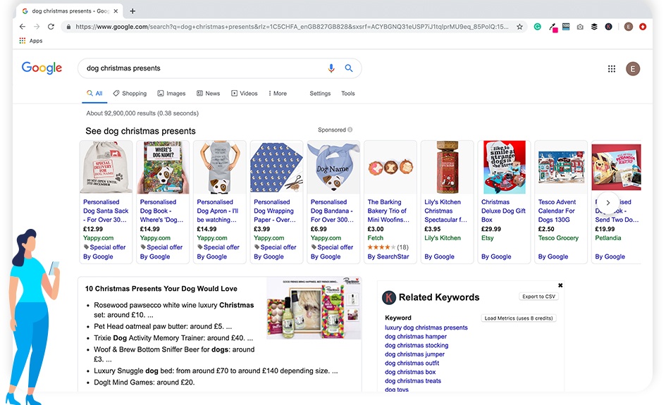 dog Christmas presents google shopping example
