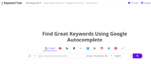 keyword tool youtube search exmaple