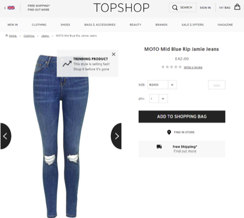 Topshop Product Screen